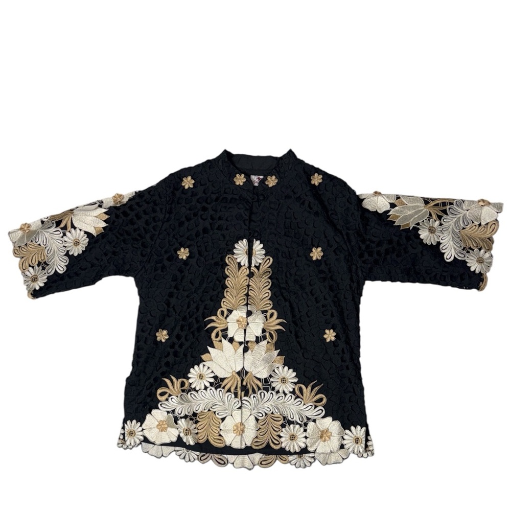 Vintage Maya Fashion Cut Out Embroidered Light Jacket Size Large
